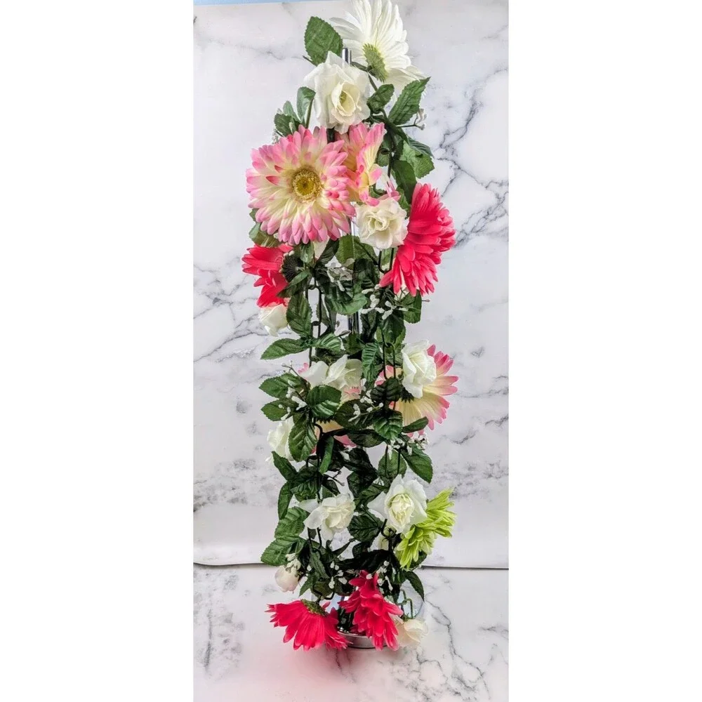 4 Foot White PinkFloral Garland Artificial Flowers
